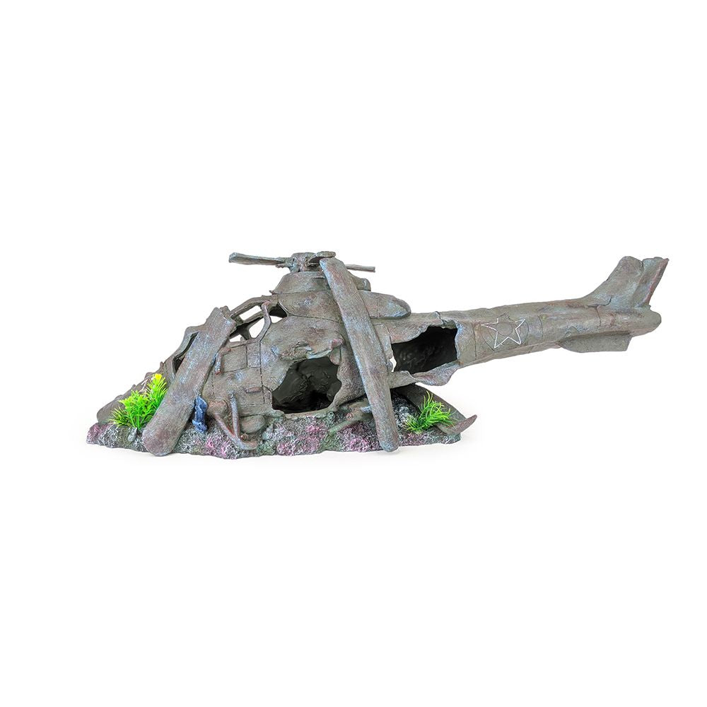 Aqua Care Ornament Helicopter on Rock Pet Essentials