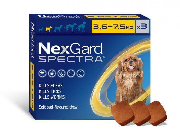 Nexgard Spectra Flea Tick Worm Chewable Treatment 3.6 7.5kg 3pack Pet Essentials