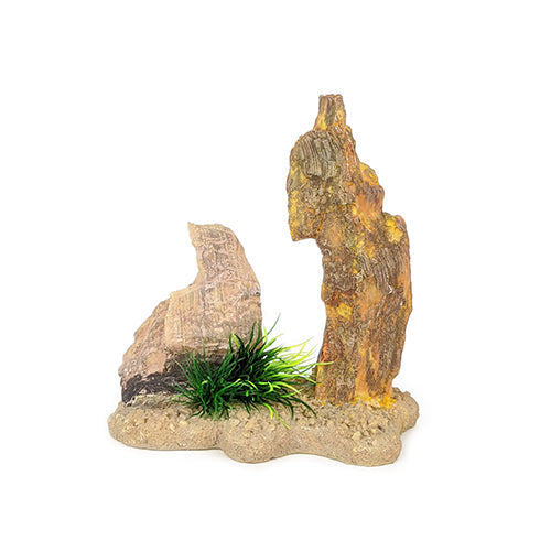 Aqua Care Ornament Twin Rock with Plant, Ornament for fish tanks, Fish tank ornaments, Fish tank decor, Pet Essentials Warehouse