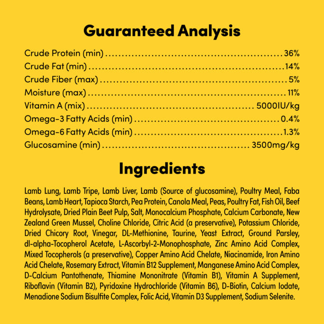 Animals Like Us RawMix50 with Grass-Fed Lamb Freeze Dried Dog Food, Ingredient list, Pet Essentials Warehouse