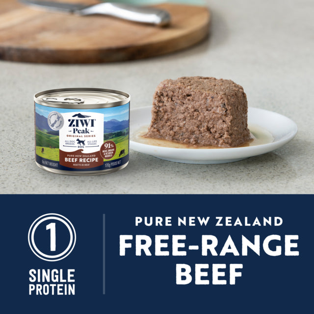 Ziwi Beef Wet Dog Food, Ziwi peak, New Zealand Made, all life stage dog food, Beef dog food, can dog food, Pet Essentials Warehouse, Pure nz dog food, 