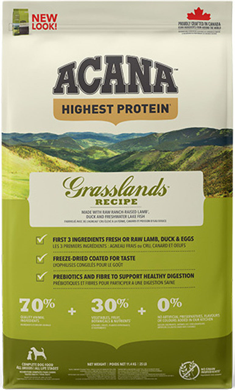 Acana Grasslands Dry Dog Food 11.4kg, pet essentials warehouse