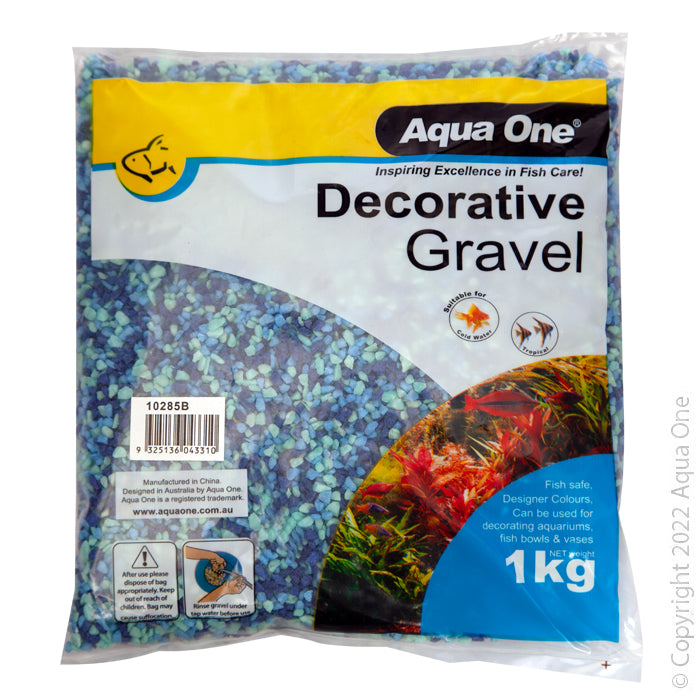 Aqua One Gravel Mixed Aqua & Blue 2mm 1kg, pet essentials warehouse