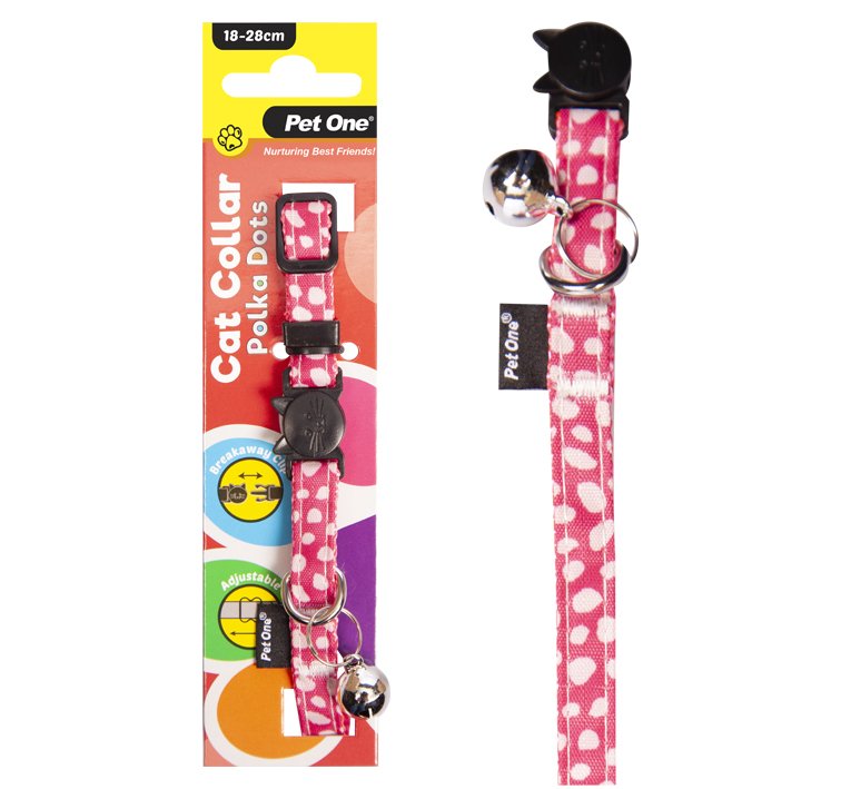 Pet One Cat Collar Polka Dots, Pet One cat collars, Polka dot cat collars, Collars for cats, Adjustable cat collar, Pet Essentials Warehouse