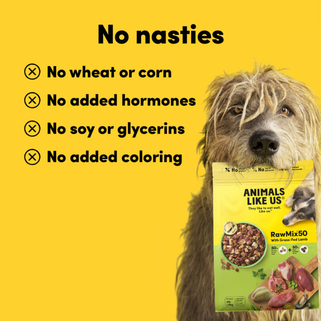 Animals Like Us RawMix50 with Grass-Fed Lamb Freeze Dried Dog Food, No nasties, Pet Essentials Warehouse