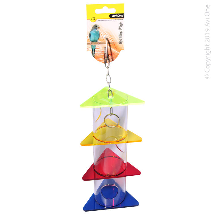 Avi One Parrot Toy Acrylic Foraging Triangles Stack Bird Toy Small, Pet Essentials Warehouse