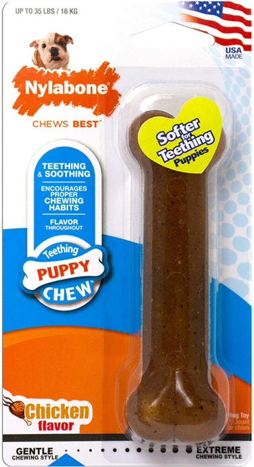 Nylabone Puppy Chew Chicken Bone Dog Toy, Small dog chew toy. Pet Essentials Napier, Puppy chew toy