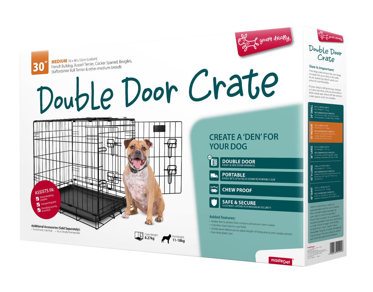 Yours Droolly Double Door Medium Dog Crate 30 inch , Pet Essentials Warehouse, Pet City