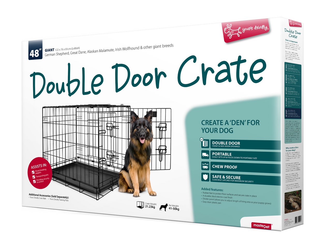 Yours Droolly Double Door Giant Dog Crate 48 inch , Pet Essentials Warehouse, Pet City