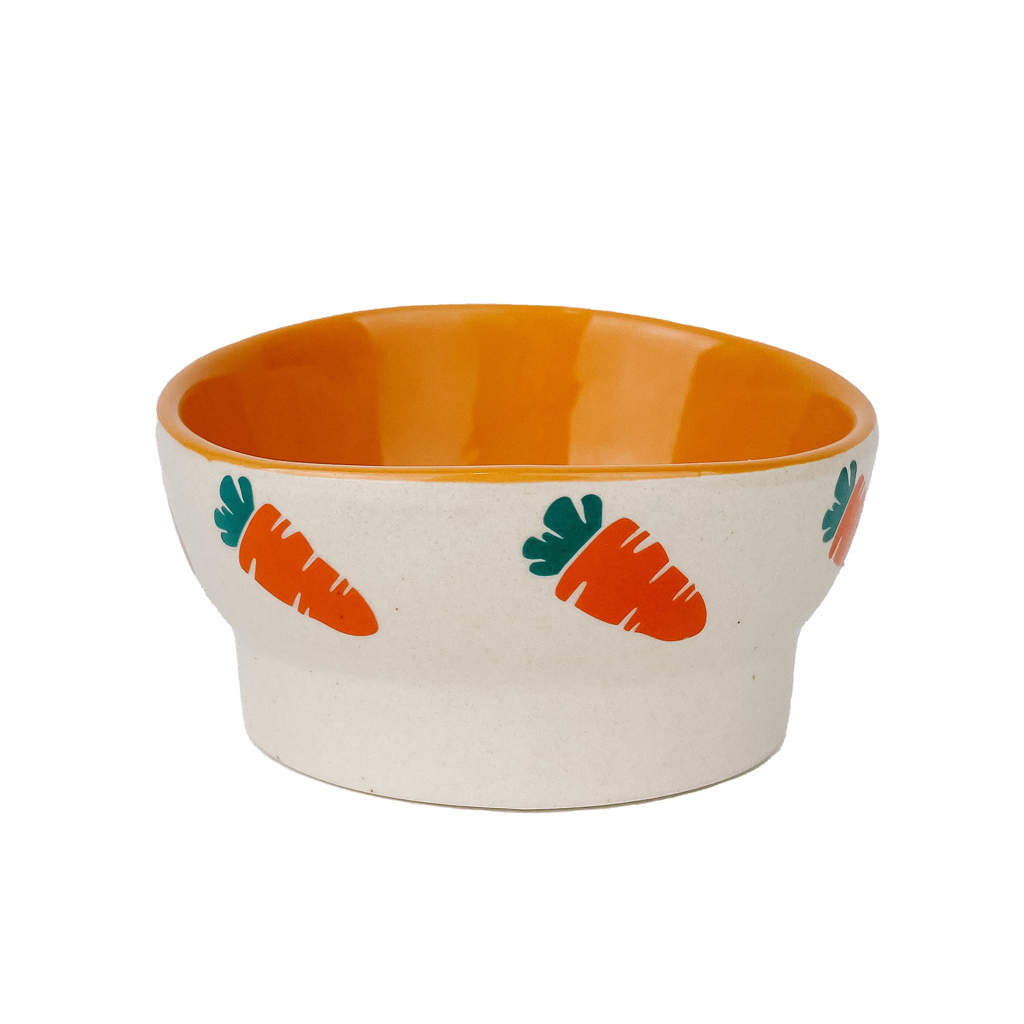 Pipsqueak Bowl Ceramic Ergonomic Carrot, Small animal food bowl, Pet Essentials Warehouse