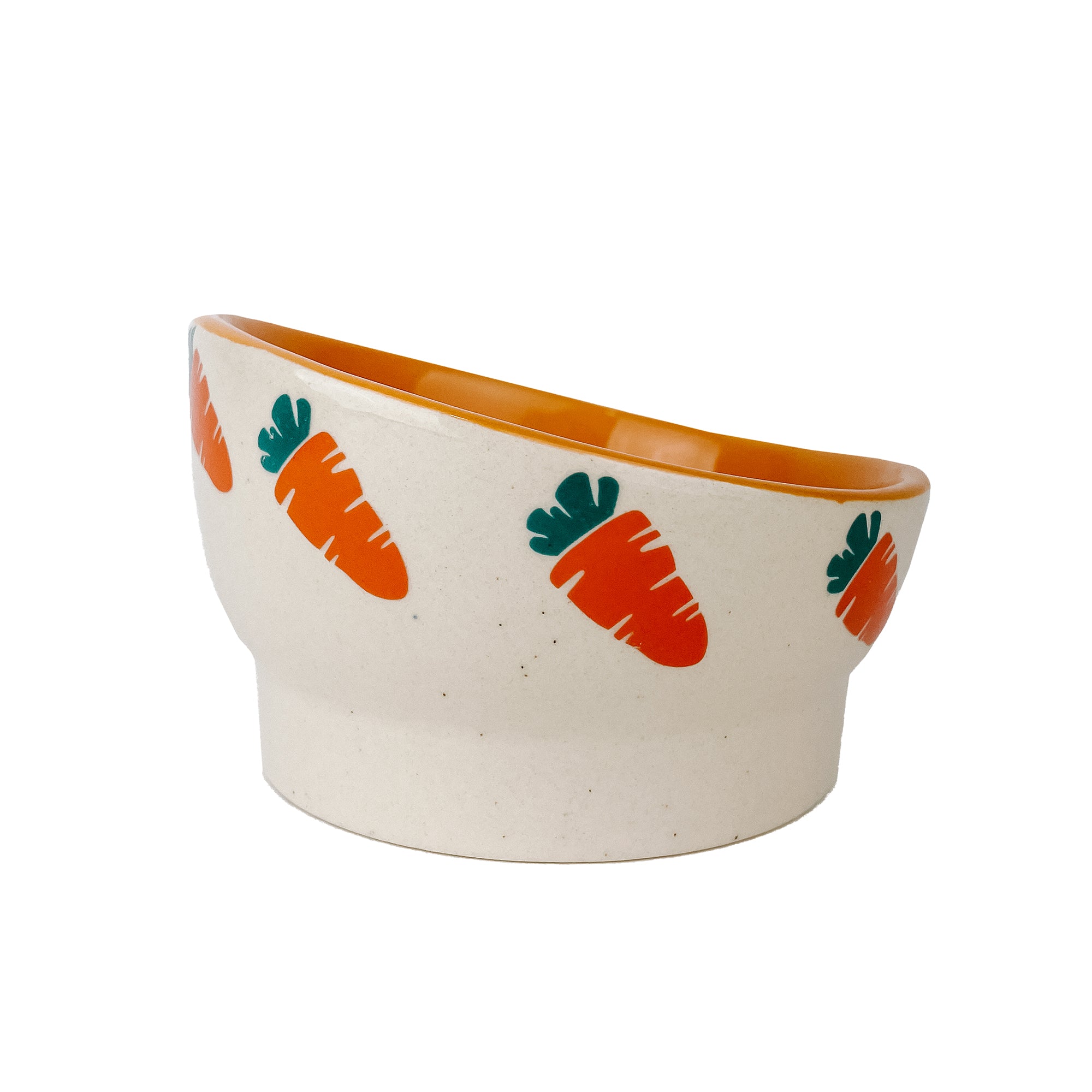 Pipsqueak Bowl Ceramic Ergonomic Carrot, Small Pet Bowls, Carrot bowls for small pet, Pet Essentials Warehouse