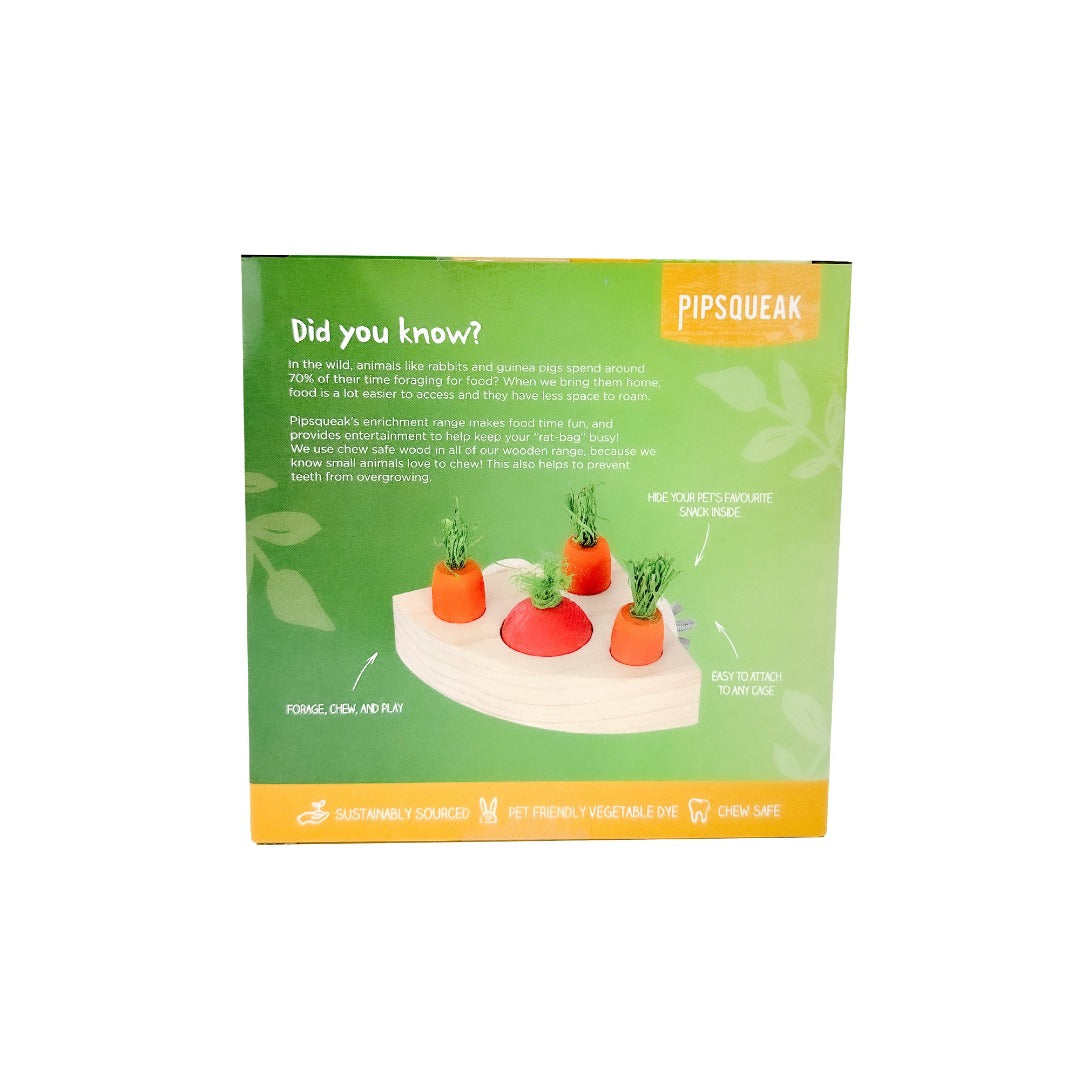 Pipsqueak Treat N Veggie Holder, Back of packaging, Clips to cage, Pet Essentials Warehouse