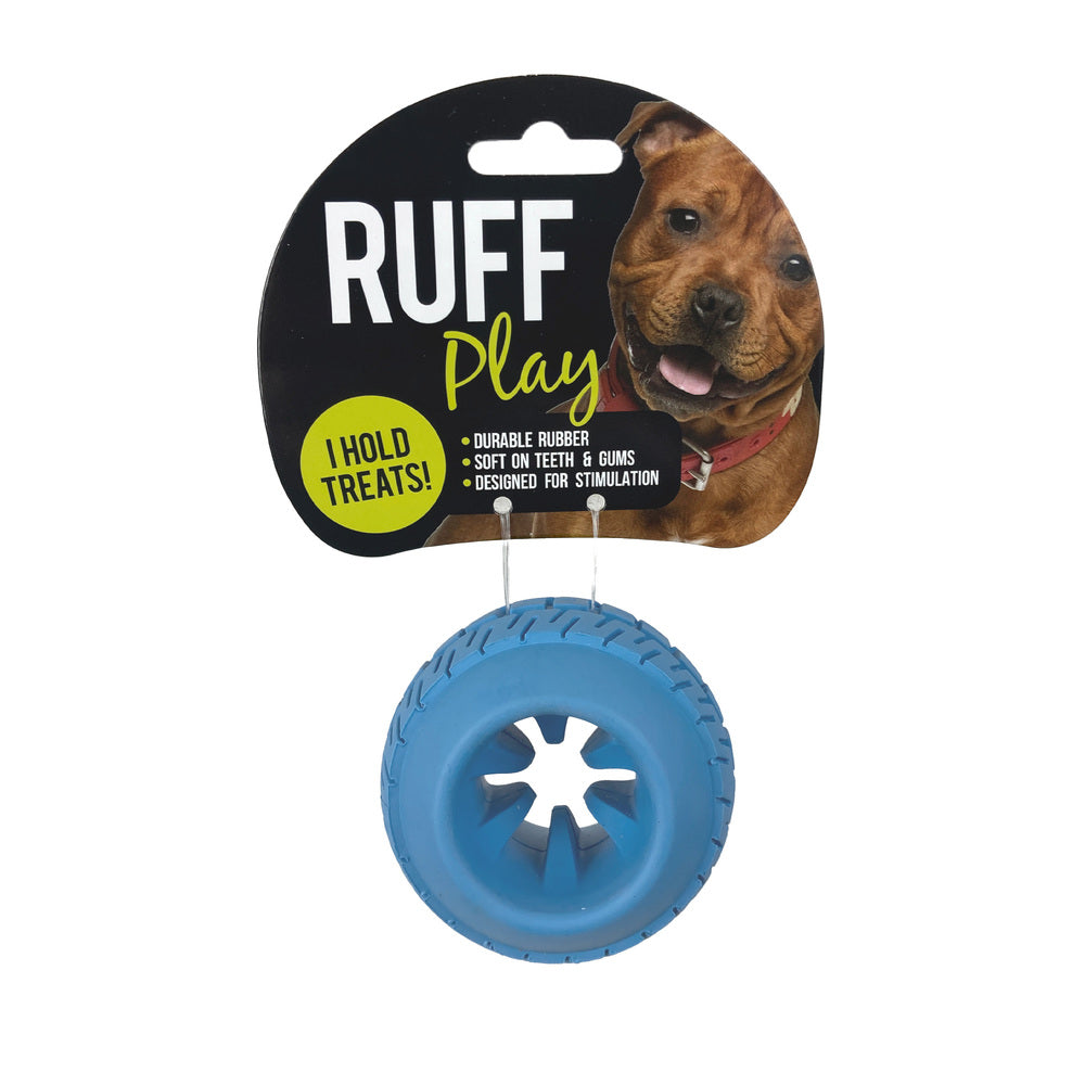 Ruff Play Treat Ring Dog Toy on hanger, pet essentials warehouse, enrichment dog toy