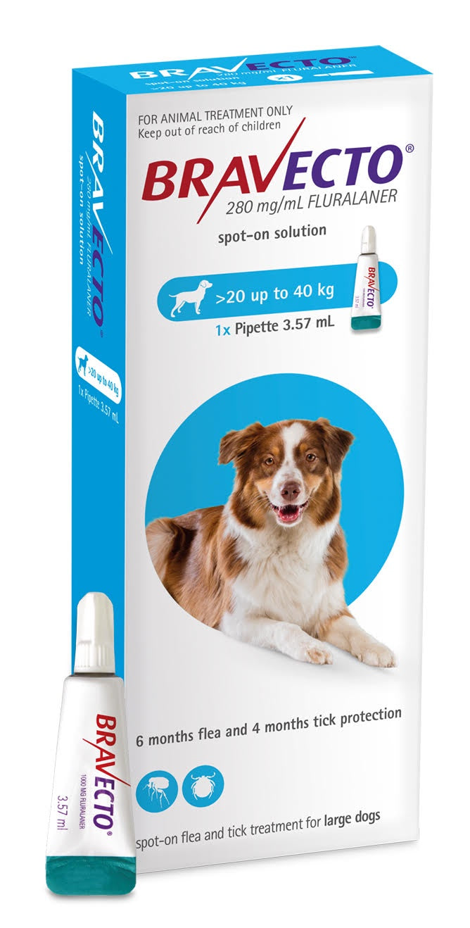 Bravecto Spot On Large Dogs 20-40KG, 6 Month Flea protection, dog flea treatment, Long lasting, Pet Essentials Warehouse