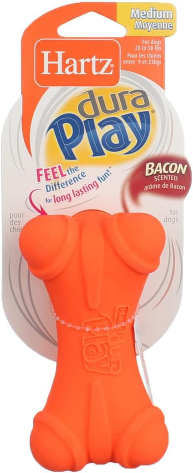 Hartz Dura Play Bone Dog Toy Orange, Bacon Secented, Pet Essentials Warehouse