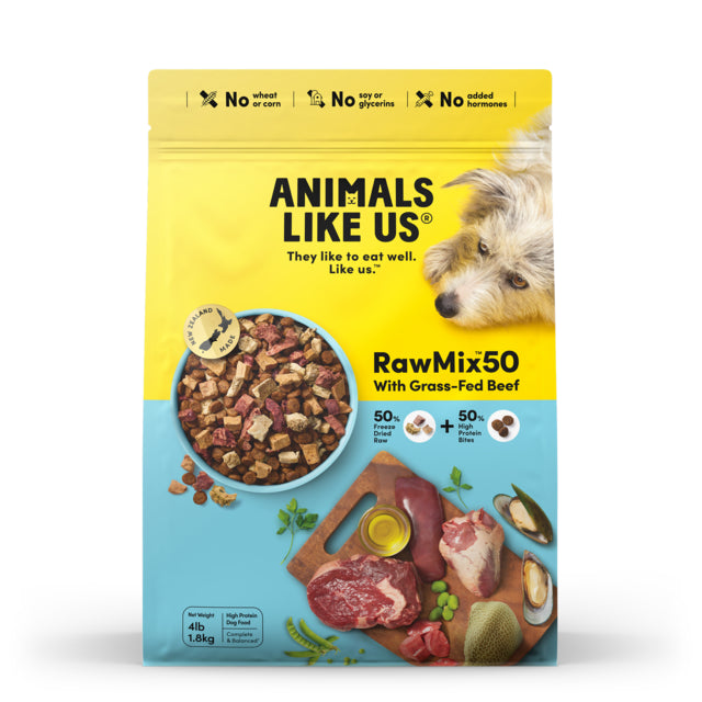 Animals Like Us RawMix50 with Grass-Fed Beef Freeze Dried Dog Food, Animals Like Us Dog food, Food for dogs, Raw mix dog food, Puppy food, Food for puppies, Pet Essentials Warehouse