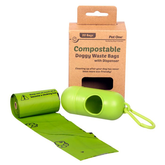 Pet One Compostable Doggy Waste Bags & Dispenser, Waste Bags, Pet Essentials Warehouse