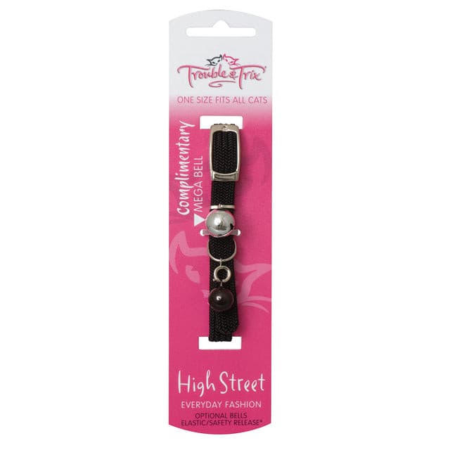 Trouble & Trix High Street Stretch Black Cat Collar, Pet Essentials Warehouse, Pet City