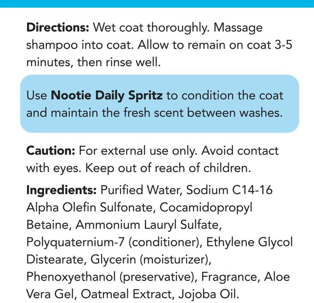 Nootie Shampoo Sweet Pea & Vanilla directions, Nootie Sweet Pea & Vanilla ingredients, pet essentials warehouse