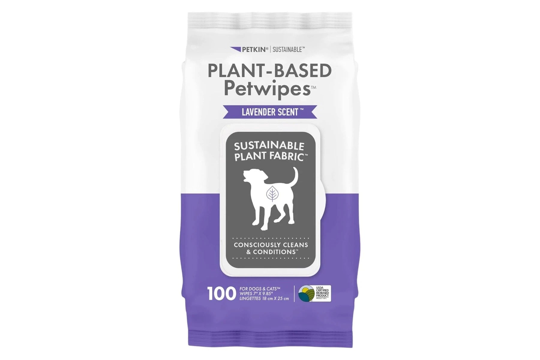 Petkin Plant Based Wipes Lavender 100 pack, pet essentials warehouse