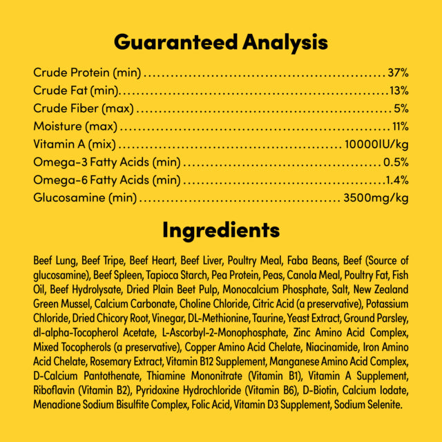 Animals Like Us RawMix50 with Grass-Fed Beef Freeze Dried Dog Food, Ingredient list