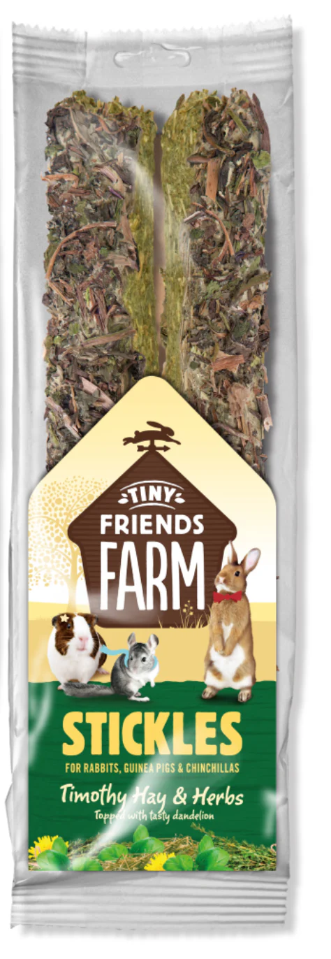 Tiny Friends Farm Stickles Timothy Hay & Herb, Small pet treats, Treats for small pets, pet Essentials Warehouse