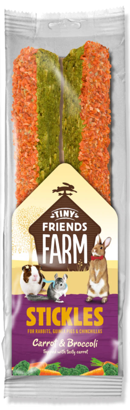 Tiny Friends Farm Stickles Carrot & Broccoli, Stickles small animal treats, Treats for small animals, Pet Essentials Warehouse