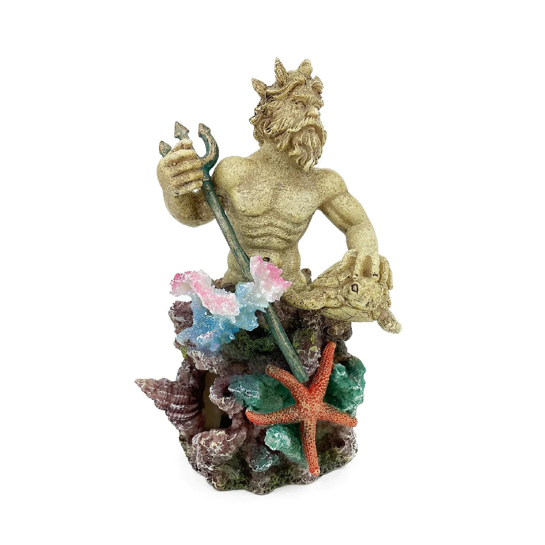 Aqua Care Ornament King Neptune with Turtle, Allpet Aquarium ornaments, pet essentials warehouse