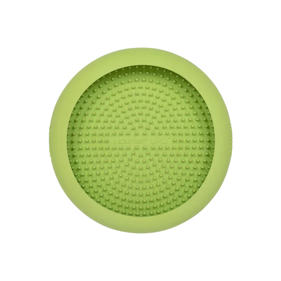 Lickimat UFO green top view,  slow feeding bowls, Pet Essentials Warehouse, Pet City