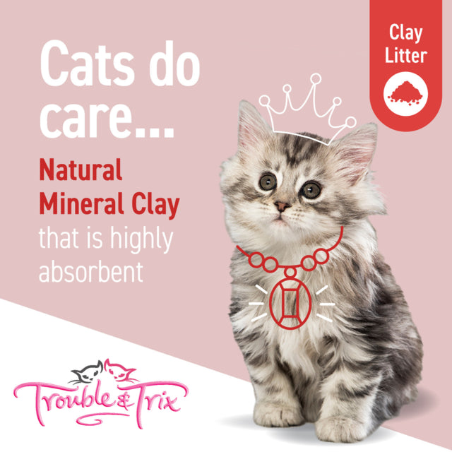 Trouble & Trix Natural Clay Cat Litter, Cat litter, Cat Litter clay, Clay Litter for cats, Natural cat litter, Trouble and Trix, Scent free litter, Pet Essentials Warehouse