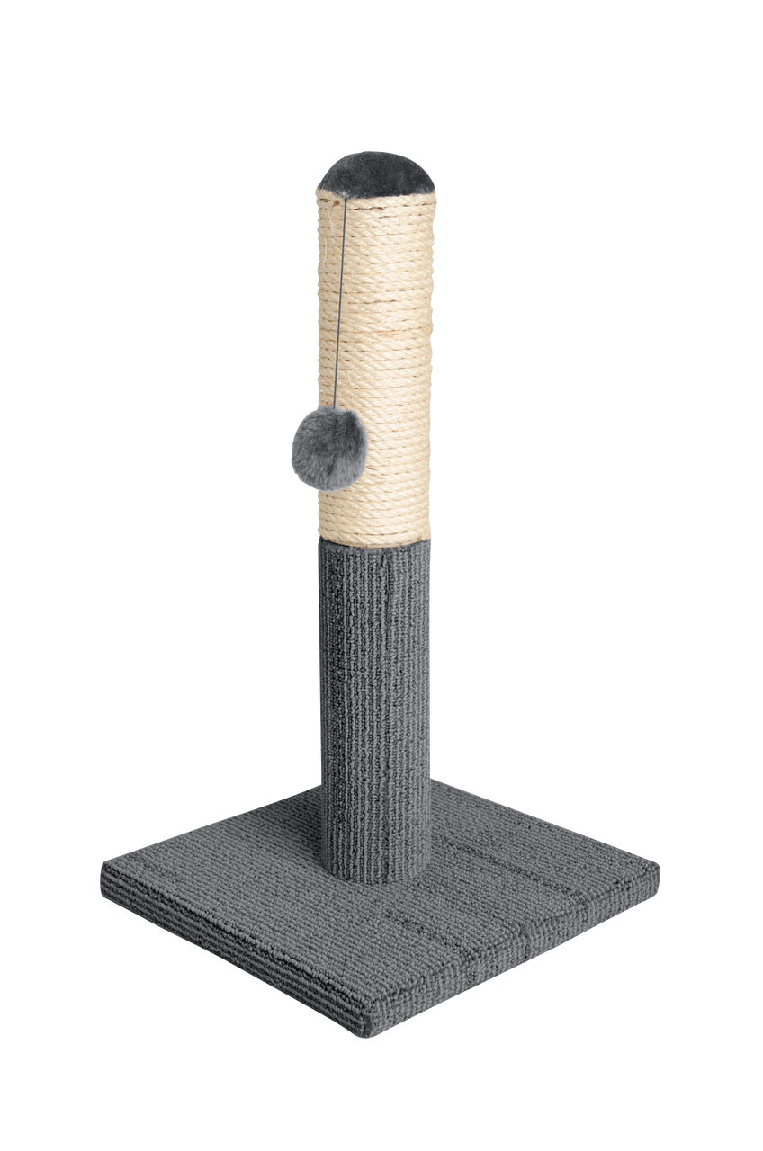 Trouble & Trix Simba Pole Sisal & Carpet Cat Scratcher Grey, Pet Essentials warehouse, cat scratching pole, trouble and trix scratching pole