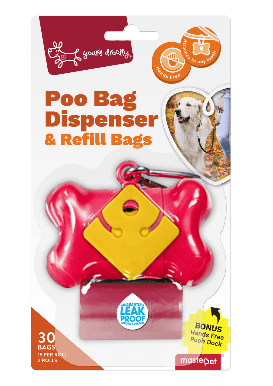 Yours Droolly Poo Bag Dispenser & Refill Bags - Dog Poo Bags - Pet