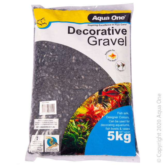 Aqua One Black Gravel 7mm 5kg bag, pet essentials warehouse