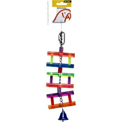 Avi One Acrylic Toy Ladder with Bell, Avi One bird toys, toys for birds, Ladder toy for birds, Pet Essentials Warehouse