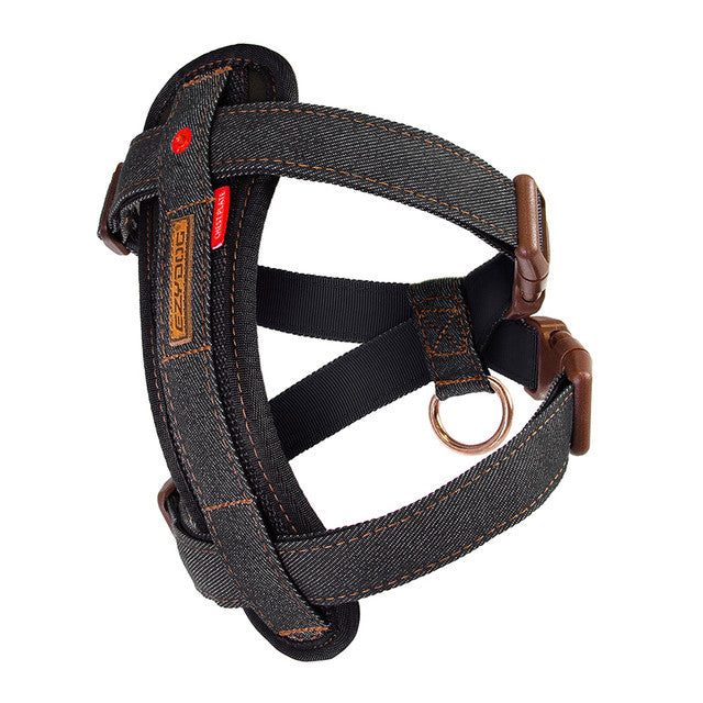 EzyDog Chest Plate Harness black denim, ezy dog chest harness denim black colour, pet essentials warehouse