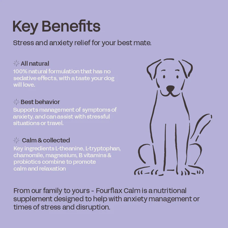 Fourflax Canine Calm Benefits, Key Benefits, pet Essentials Warehouse