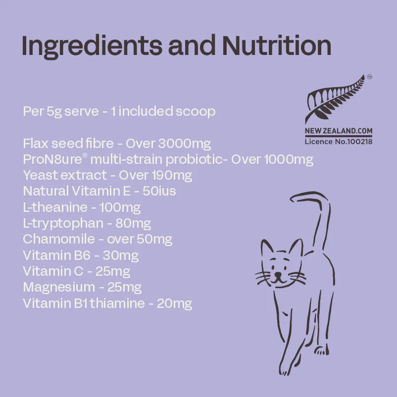 Fourflax Feline Calm Ingredients and nutrition, Pet Essentials Warehouse 