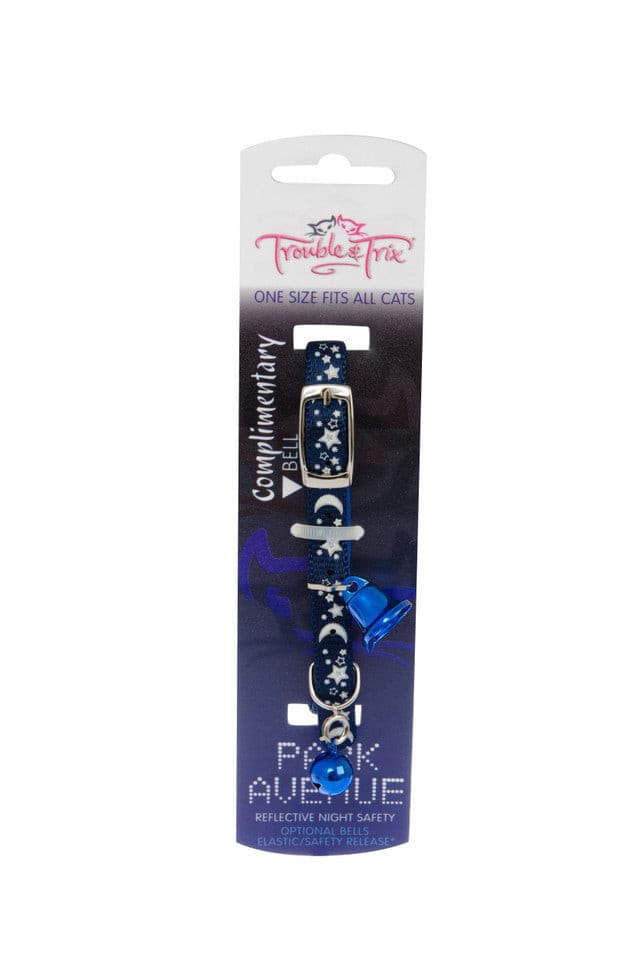 Trouble & Trix Park Ave Stars Cat Collar Blue, Pet Essentials Warehouse, Pet City