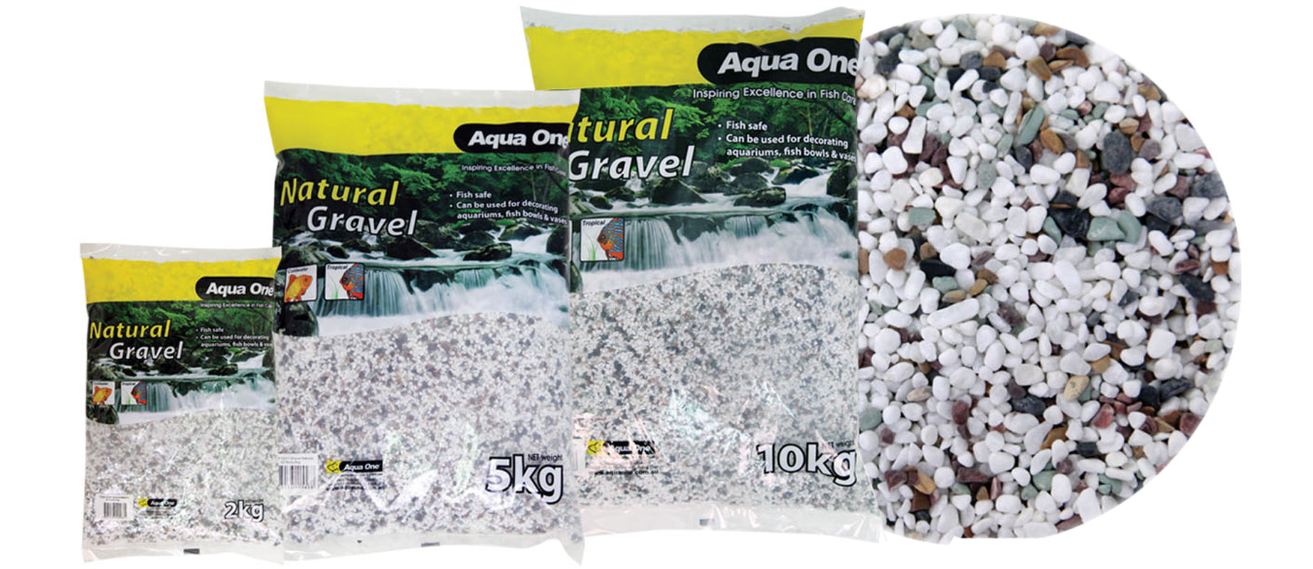 Aqua One Natural Gravel All Sorts, Aquarium pebbles, pet essentials warehouse, pet city