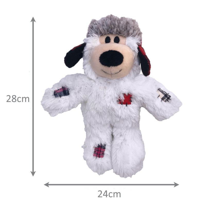 Kong Christmas Holiday Wild Knots Bear Snuggle Plush white snow bear, pet essentials warehouse