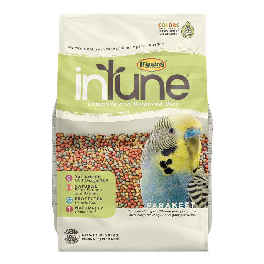 Higgins Intune Natural Parakeet Pellets 908g bag, budgie intune seed, pet essentials warehouse