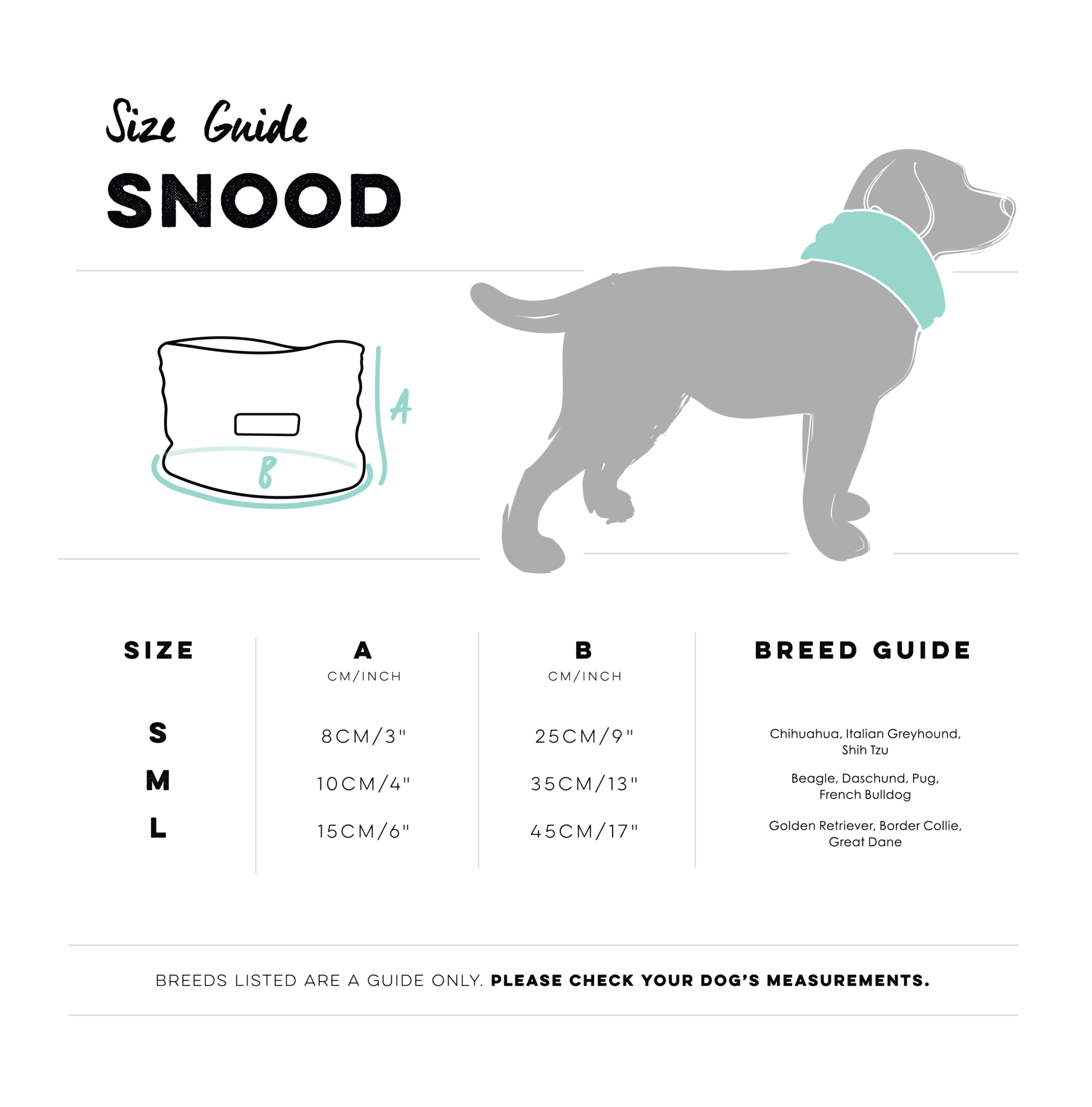 Huskimo Snood Size Guide, Pet Essentials Warehouse