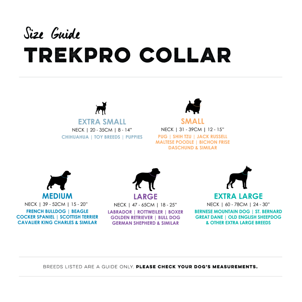 Huskimo Trekpro Dog Collar Daintree, Size Guide, Pet Essentials Warehouse