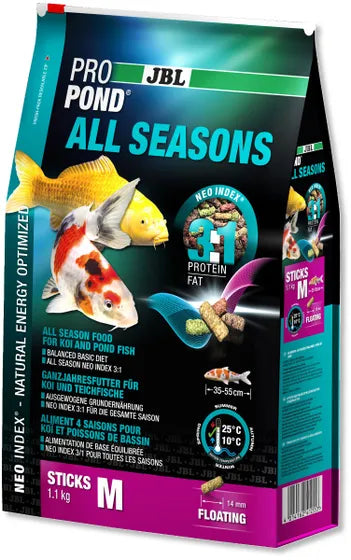 JBL ProPond All Seasons Sticks, 1.1kg bag of fish food, Fish food, Pond fish food, Pet Essentials Warehosue