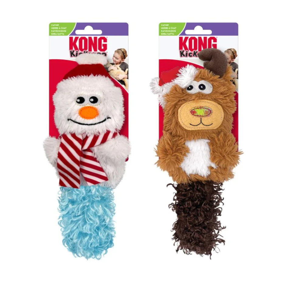 Kong Christmas Holiday Kickeroo Cat Toy santa, pet essentials warehosue