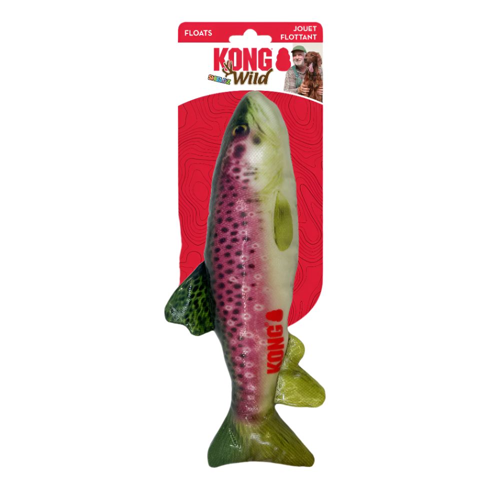 Kong Wild Shieldz Water Resistant Trout, dog toy fish, Water toys for dogs, Pet Essentials Warehouse