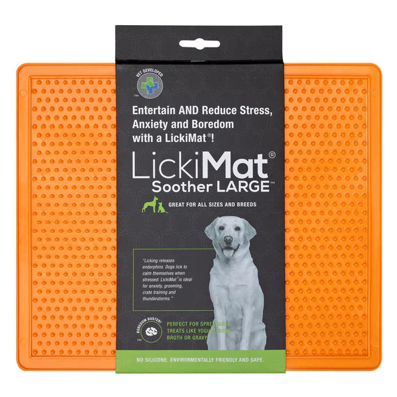 Lickimat Classic Soother Organe, Licki mat for dogs, Enrichment dog toys, Slow feeder for dogs, Pet Essentials Warehouse