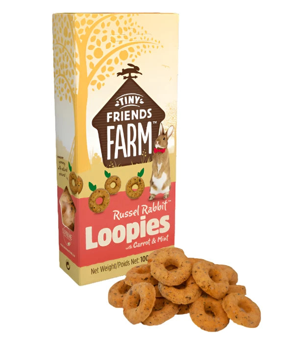 Tiny Friends Farm Russel Rabbit Loopies, Small Pet Treats, Rabbit Treats, Pet Essentials Warehouse