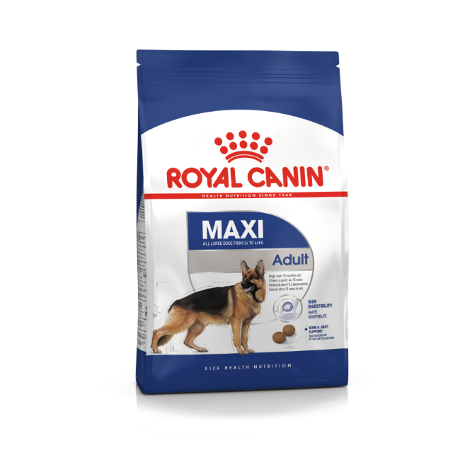 Royal Canin Maxi Adult Dry Dog Food 15kg bag, pet essentials warehouse