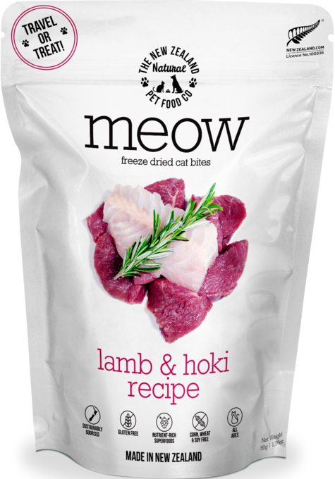 Meow Freeze Dried Lamb & Hoki Freeze Dried Cat Treat 50g